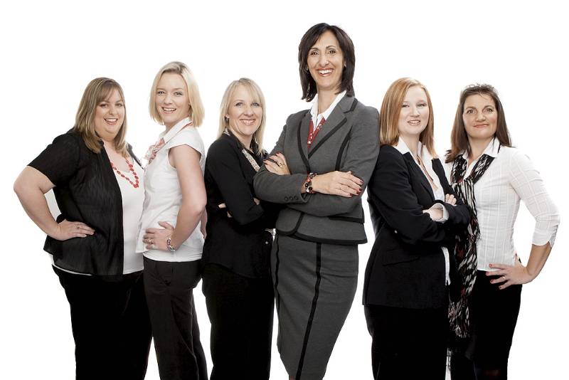 Female Group Team Photo Studio white background